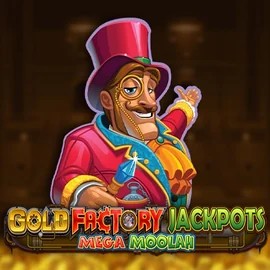 Try Gold Factory Jackpots Mega Moolah slot by Aurum Signature Studios on morosspin.com – logo image